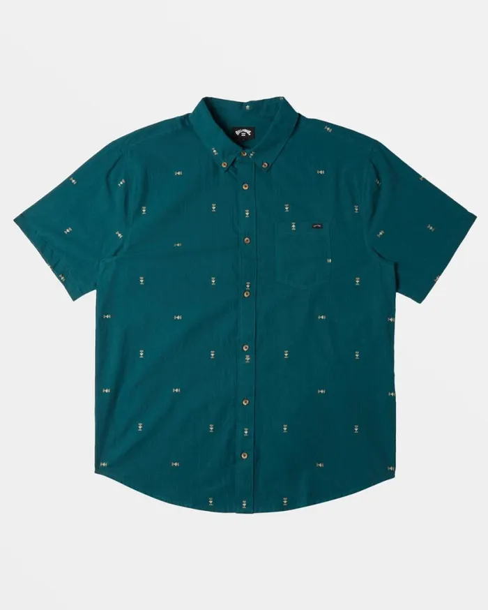 Billabong All Day Jacquard Short Sleeve Shirt Real Teal Mens Shirts Billabong All Day Jacquard Short Sleeve Shirt Real Teal Mens Shirts