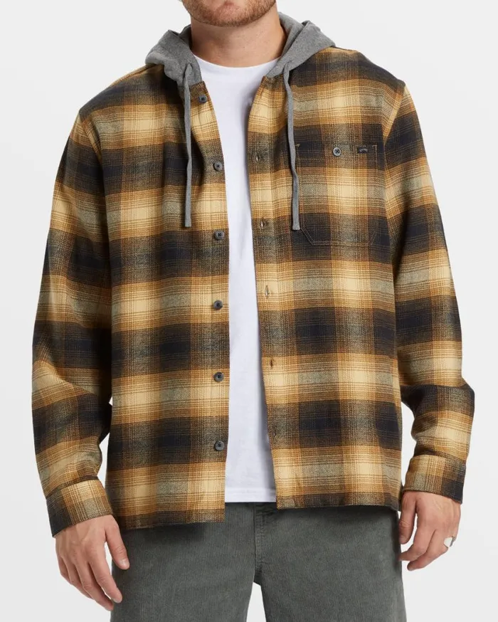 Billabong Baja Hooded Long Sleeve Flannel Shirt Otter Mens Hoodies and Fleece Billabong Baja Hooded Long Sleeve Flannel Shirt Otter Mens Hoodies and Fleece