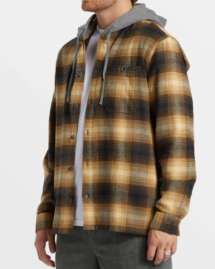 Billabong Baja Hooded Long Sleeve Flannel Shirt Otter Mens Hoodies and Fleece Billabong Baja Hooded Long Sleeve Flannel Shirt Otter Mens Hoodies and Fleece