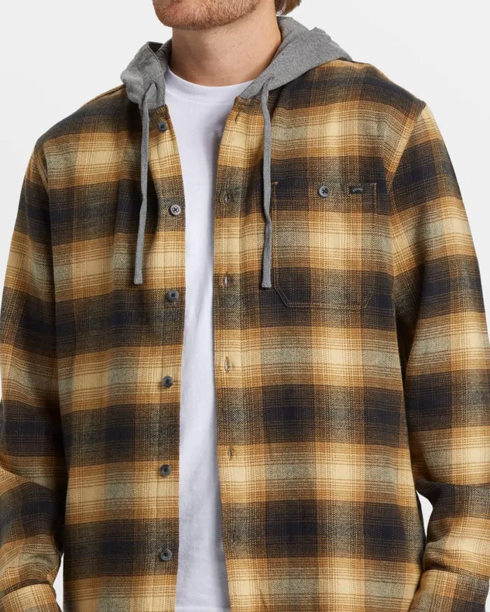 Billabong Baja Hooded Long Sleeve Flannel Shirt Otter Mens Hoodies and Fleece Billabong Baja Hooded Long Sleeve Flannel Shirt Otter Mens Hoodies and Fleece