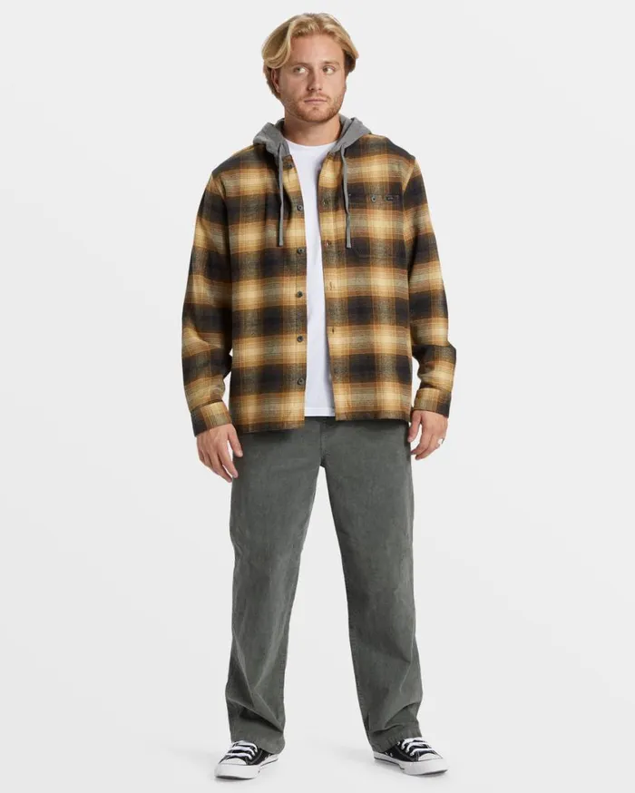 Billabong Baja Hooded Long Sleeve Flannel Shirt Otter Mens Hoodies and Fleece Billabong Baja Hooded Long Sleeve Flannel Shirt Otter Mens Hoodies and Fleece
