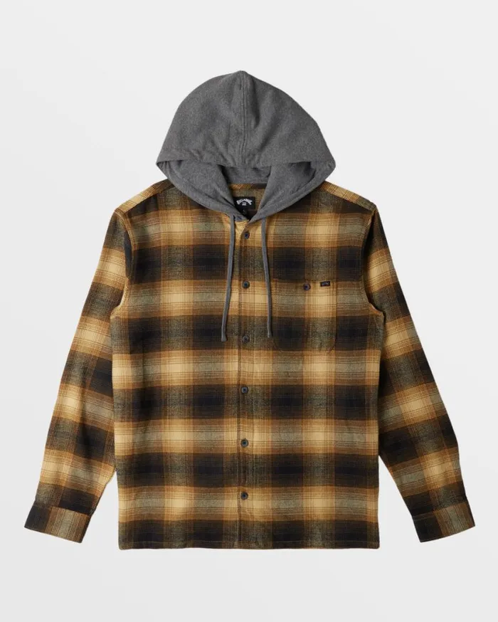Billabong Baja Hooded Long Sleeve Flannel Shirt Otter Mens Hoodies and Fleece Billabong Baja Hooded Long Sleeve Flannel Shirt Otter Mens Hoodies and Fleece