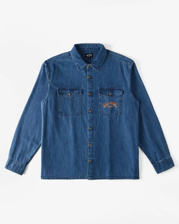 Billabong Bong Days Long Sleeve Top Denim Blue Mens Shirts