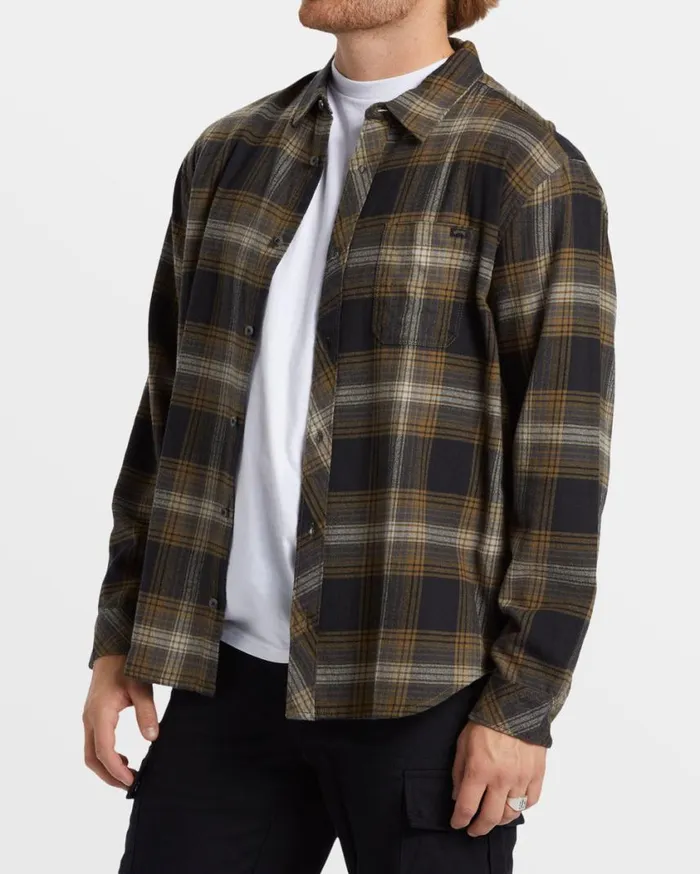 Billabong Coastline Long Sleeve Flannel Shirt Military Mens Shirts Billabong Coastline Long Sleeve Flannel Shirt Military Mens Shirts