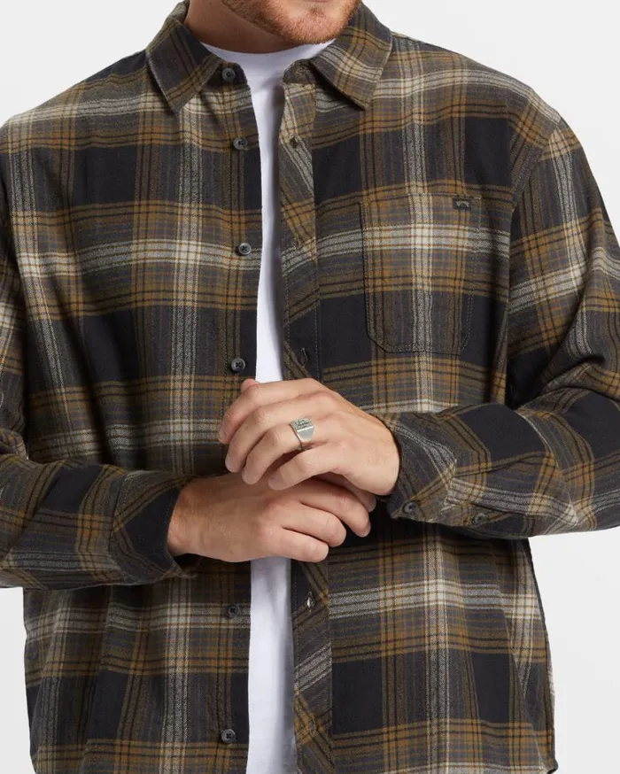 Billabong Coastline Long Sleeve Flannel Shirt Military Mens Shirts Billabong Coastline Long Sleeve Flannel Shirt Military Mens Shirts
