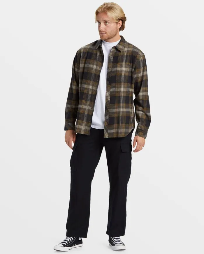 Billabong Coastline Long Sleeve Flannel Shirt Military Mens Shirts Billabong Coastline Long Sleeve Flannel Shirt Military Mens Shirts