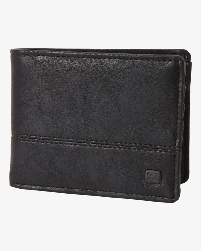 Billabong Dimension Faux Leather BiFold Wallet Black Grain Mens Wallets