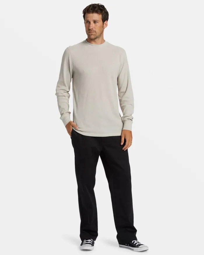 Billabong Essential Long Sleeve Thermal Top Stone Mens Essentials TShirts Billabong Essential Long Sleeve Thermal Top Stone Mens Essentials TShirts