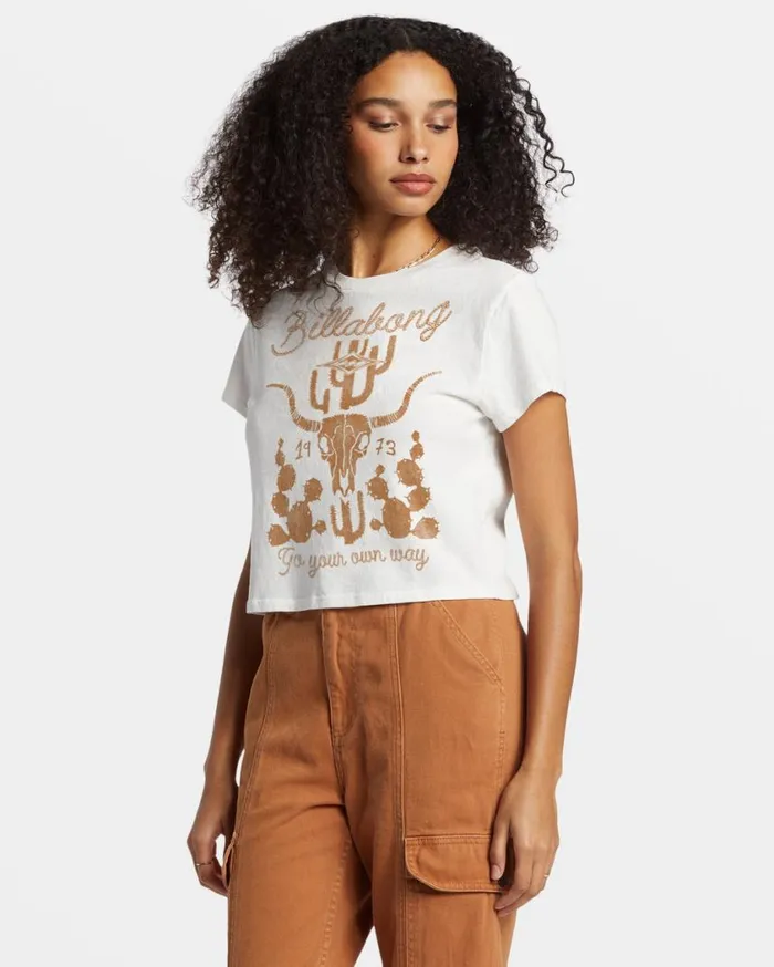 Billabong Go Your Own Way TShirt Salt Crystal Womens Tops Billabong Go Your Own Way TShirt Salt Crystal Womens Tops