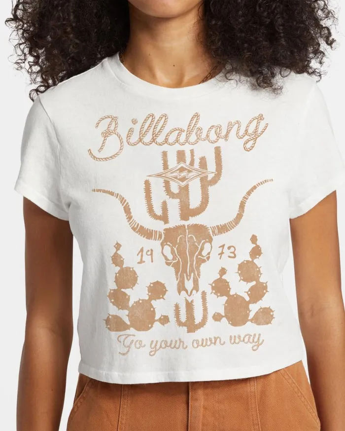 Billabong Go Your Own Way TShirt Salt Crystal Womens Tops Billabong Go Your Own Way TShirt Salt Crystal Womens Tops