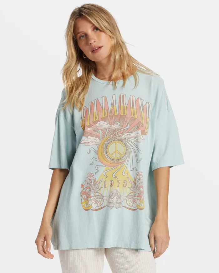 Billabong Head In The Clouds TShirt Sea Fog Womens Graphic Tees and Tanks
