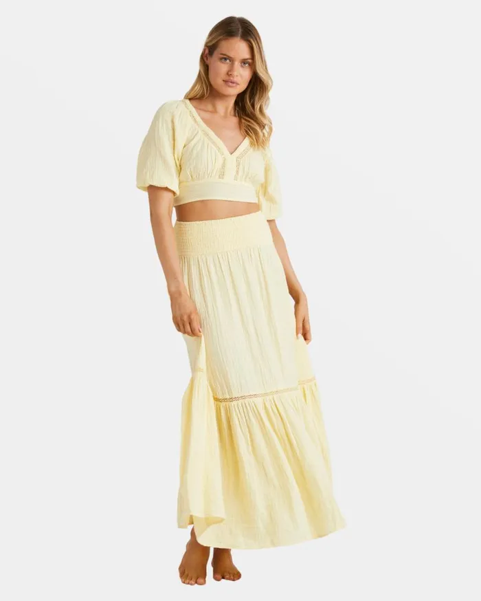 Billabong In The Palms Crop Top Retro Yellow Womens Tops Billabong In The Palms Crop Top Retro Yellow Womens Tops