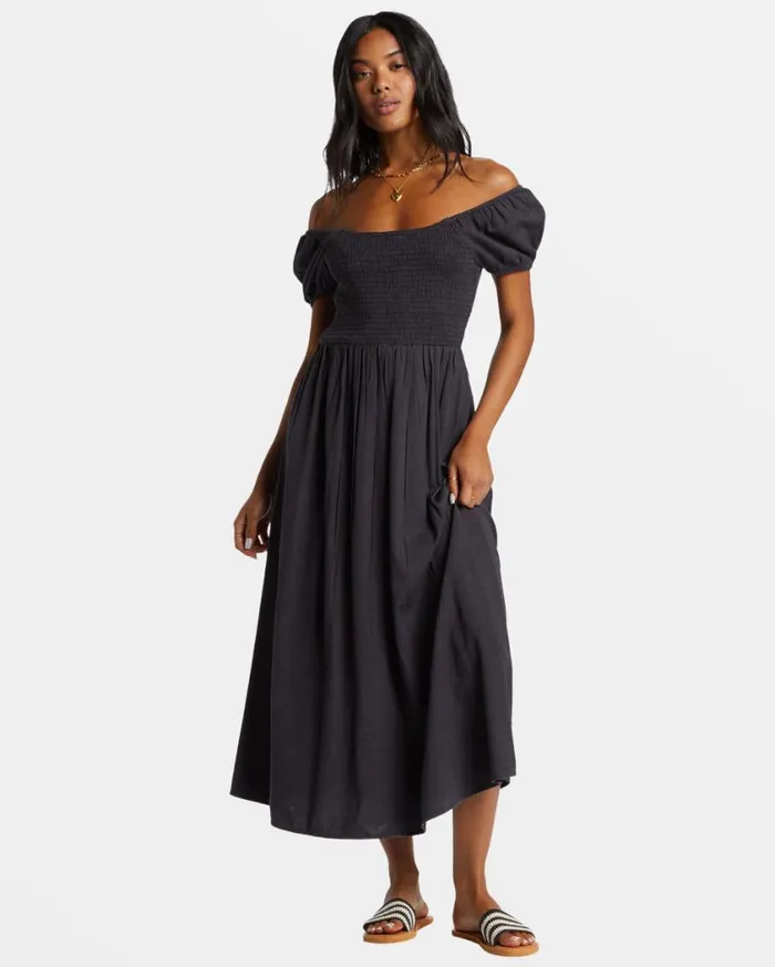 Billabong Midnight Sky Midi Dress Black Sands Womens Dresses