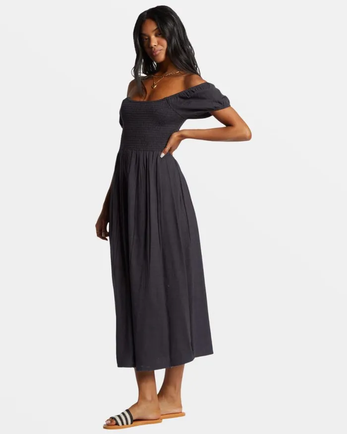 Billabong Midnight Sky Midi Dress Black Sands Womens Dresses