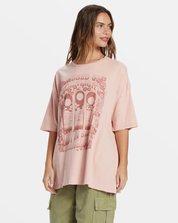 Billabong Moon Kiss TShirt Dusty Peach Womens Graphic Tees and Tanks Billabong Moon Kiss TShirt Dusty Peach Womens Graphic Tees and Tanks