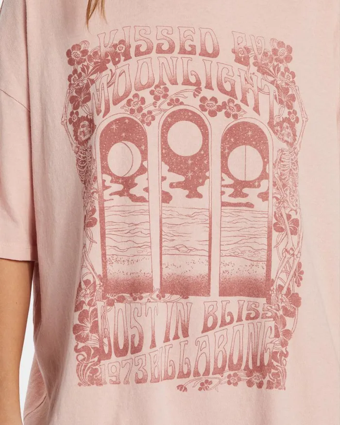 Billabong Moon Kiss TShirt Dusty Peach Womens Graphic Tees and Tanks Billabong Moon Kiss TShirt Dusty Peach Womens Graphic Tees and Tanks