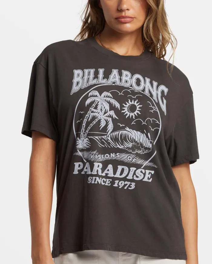 Billabong Paradise Is Here TShirt Off Black Womens Tops Billabong Paradise Is Here TShirt Off Black Womens Tops