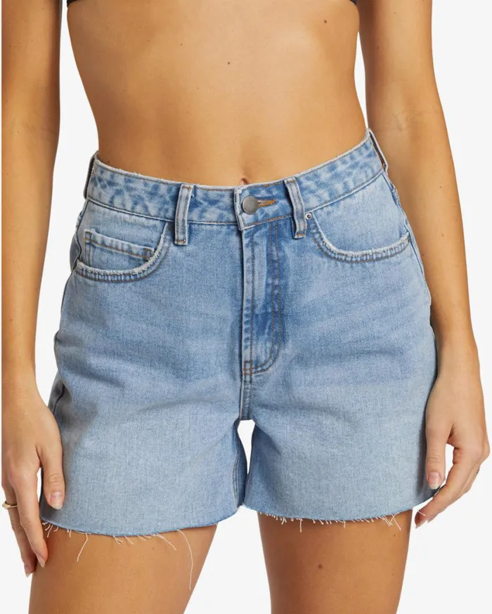 Billabong Riley CutOff Denim Shorts Faded Indigo Fray Womens Shorts Billabong Riley CutOff Denim Shorts Faded Indigo Fray Womens Shorts