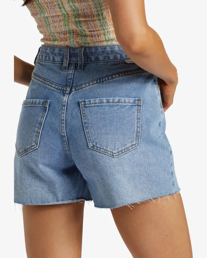 Billabong Riley CutOff Denim Shorts Faded Indigo Fray Womens Shorts Billabong Riley CutOff Denim Shorts Faded Indigo Fray Womens Shorts
