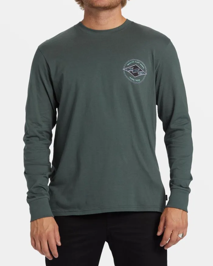 Billabong Rotor Diamond Long Sleeve Tshirt Slate Green Mens TShirts Billabong Rotor Diamond Long Sleeve Tshirt Slate Green Mens TShirts
