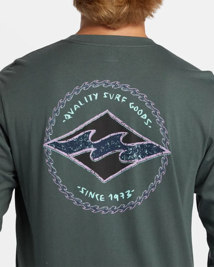 Billabong Rotor Diamond Long Sleeve Tshirt Slate Green Mens TShirts Billabong Rotor Diamond Long Sleeve Tshirt Slate Green Mens TShirts