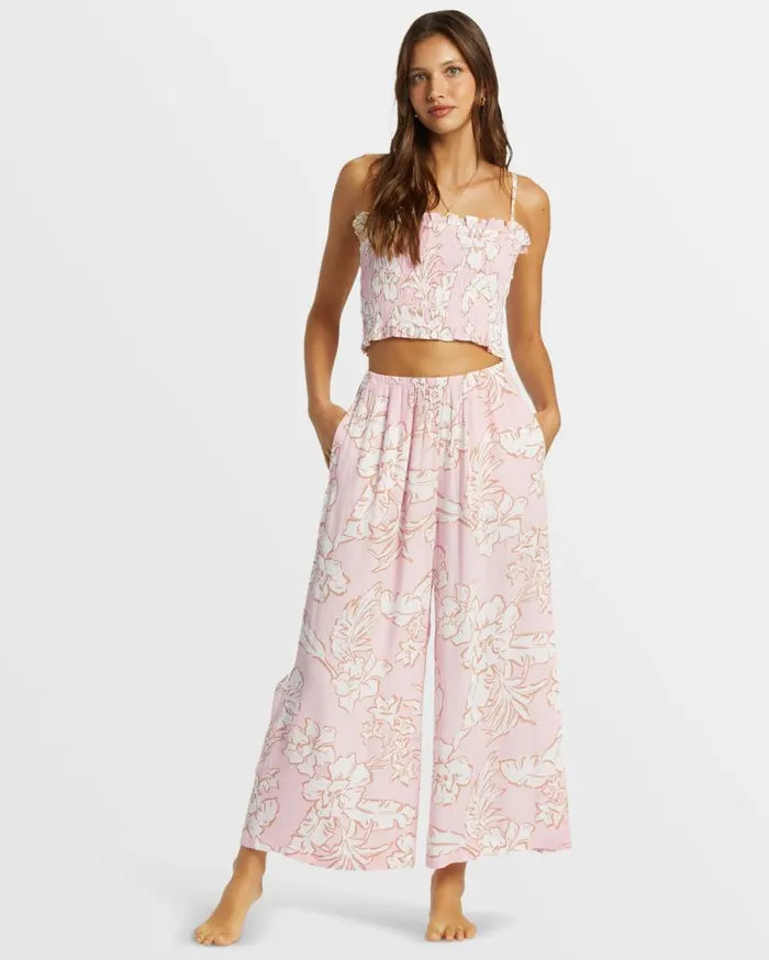 Billabong Sun Catcher Elastic Waist Printed Pants Feelin Peachy Womens Jeans and Pants Billabong Sun Catcher Elastic Waist Printed Pants Feelin Peachy Womens Jeans and Pants
