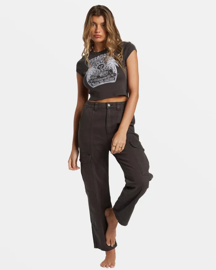 Billabong Sunrise To Sunset TShirt Off Black Womens Tops Billabong Sunrise To Sunset TShirt Off Black Womens Tops