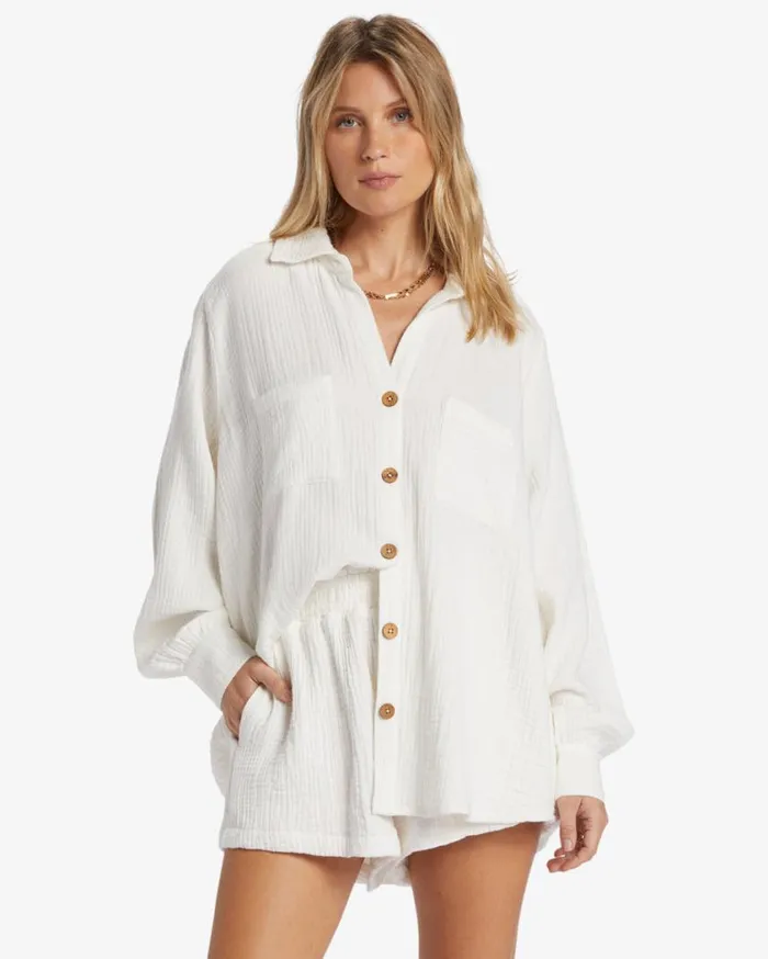 Billabong Swell Shirt Woven Shirt Salt Crystal Womens Tops Billabong Swell Shirt Woven Shirt Salt Crystal Womens Tops