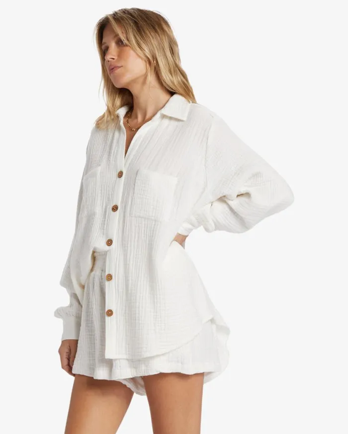 Billabong Swell Shirt Woven Shirt Salt Crystal Womens Tops Billabong Swell Shirt Woven Shirt Salt Crystal Womens Tops