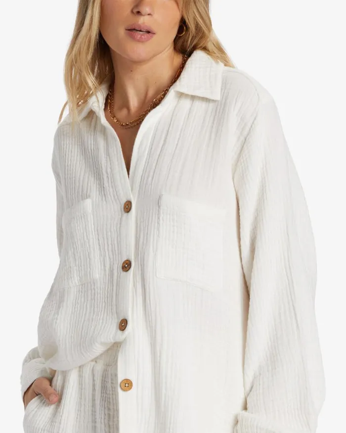 Billabong Swell Shirt Woven Shirt Salt Crystal Womens Tops Billabong Swell Shirt Woven Shirt Salt Crystal Womens Tops
