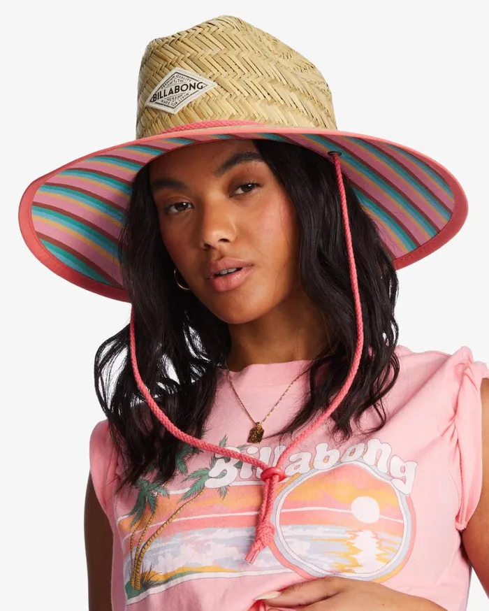 Billabong Tipton Straw Lifeguard Hat Pink Wink Womens Beach Accessories Billabong Tipton Straw Lifeguard Hat Pink Wink Womens Beach Accessories
