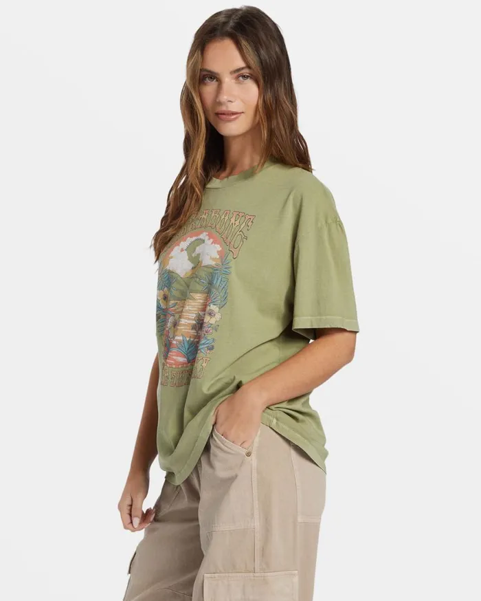 Billabong Trippy Paradise TShirt Avocado Womens Graphic Tees and Tanks Billabong Trippy Paradise TShirt Avocado Womens Graphic Tees and Tanks