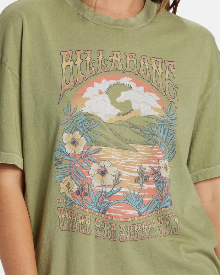 Billabong Trippy Paradise TShirt Avocado Womens Graphic Tees and Tanks Billabong Trippy Paradise TShirt Avocado Womens Graphic Tees and Tanks