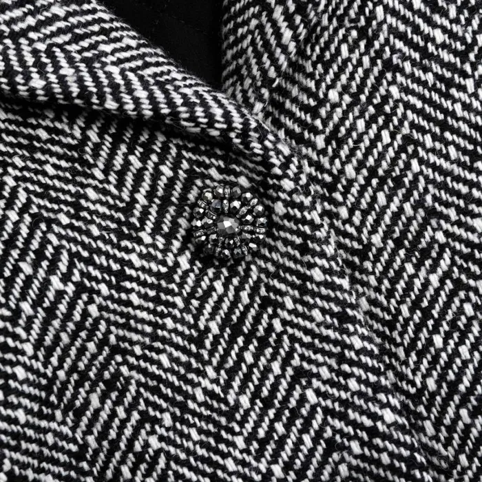 Black Herringbone Bomber Jacket Women Self Portrait Tops Black Herringbone Bomber Jacket Women Self Portrait Tops