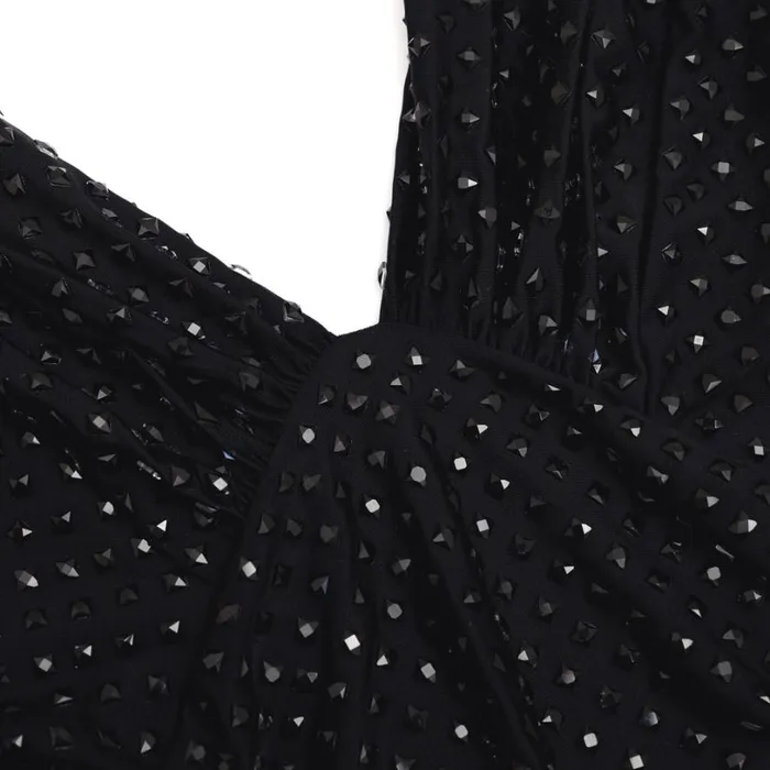 Black Jersey Rhinestone Mini Dress Women Self Portrait Dresses Black Jersey Rhinestone Mini Dress Women Self Portrait Dresses