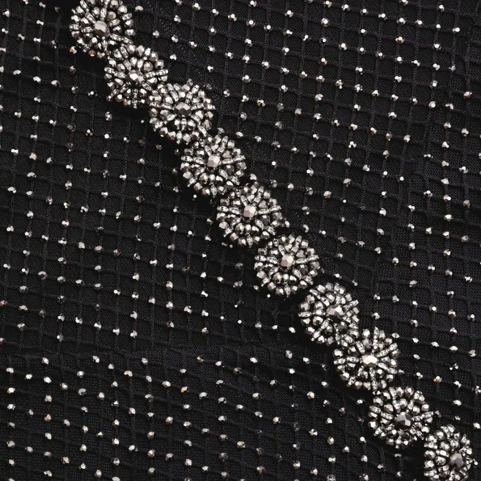 Black Rhinestone Fishnet Crossover Midi Dress Women Self Portrait Dresses Black Rhinestone Fishnet Crossover Midi Dress Women Self Portrait Dresses
