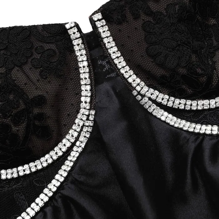 Black Taffetta Diamante Mini Dress Women Self Portrait Dresses Black Taffetta Diamante Mini Dress Women Self Portrait Dresses