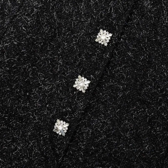 Black Tinsel Boucle Buttoned Midi Dress Women Self Portrait Dresses