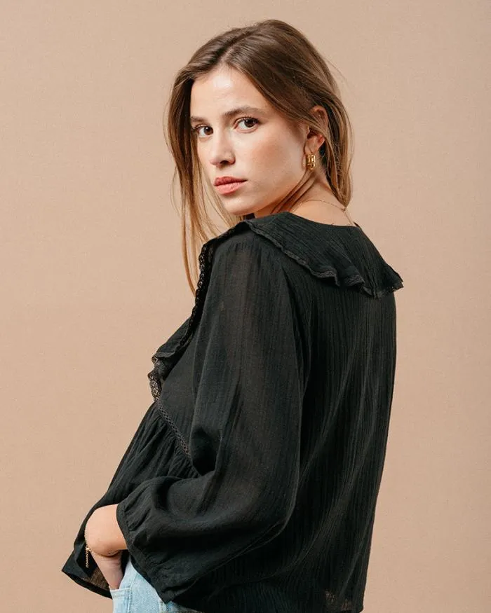 BLOUSE NOIR MEMORY Shop Grace and Mila Ruffled Blouses