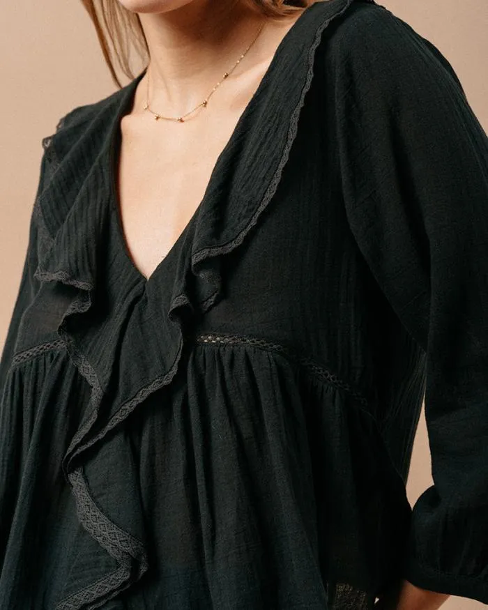 BLOUSE NOIR MEMORY Shop Grace and Mila Ruffled Blouses