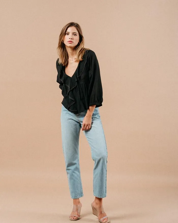 BLOUSE NOIR MEMORY Shop Grace and Mila Ruffled Blouses