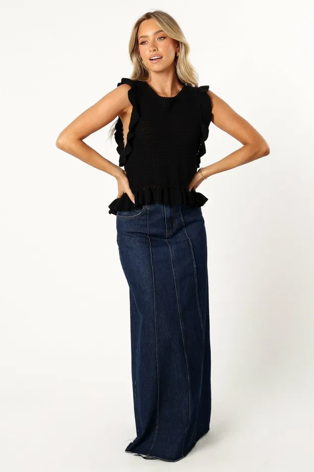 Blouses and Shirts Katia Frill Knitted Top Black 8211 Petal and Pup Women