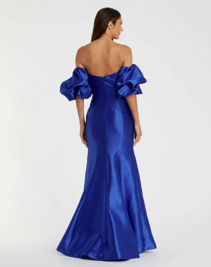 Blue Sweetheart Off The Shoulder Puff Sleeve Gown Royal Blue Evening Gowns Mac Duggal Women Blue Sweetheart Off The Shoulder Puff Sleeve Gown Royal Blue Evening Gowns Mac Duggal Women