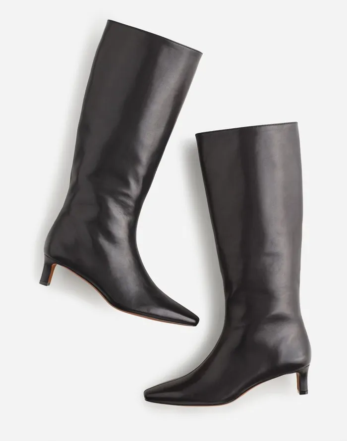 Boots Women Madewell The Dimes KittenHeel Knee Boot True Black