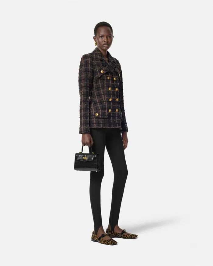 Boucl Tweed Fitted Raglan Blazer Brown Women Versace Blazer and Jackets