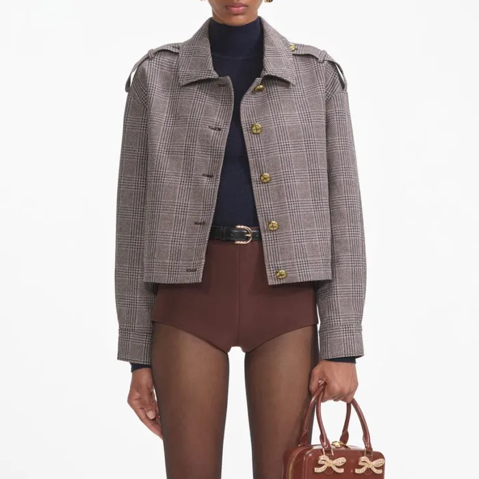 Brown Check Jacket Women Self Portrait Outerwear Brown Check Jacket Women Self Portrait Outerwear