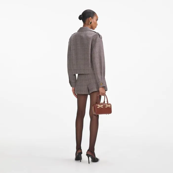 Brown Check Mini Skort Women Self Portrait Bottoms