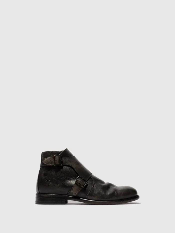 Buckle Ankle Boots WUOL142FLY WASHED BLACK Men Fly London Ankle Boots