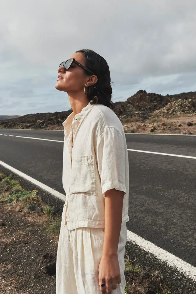 ByBar Blouses Vrouwelijk Cris Linen Blouse Cream