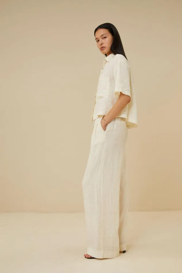 ByBar Blouses Vrouwelijk Cris Linen Blouse Cream ByBar Blouses Vrouwelijk Cris Linen Blouse Cream